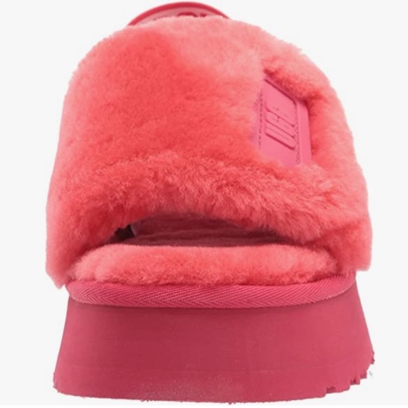 UGG Disco Slides Sandals Pink Cloud Sheepskin Fluff Fur Slingback Strap Logo - Picture 4 of 15